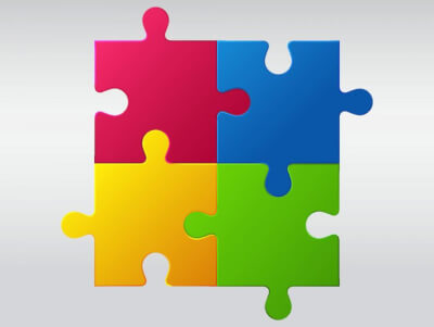 4 interlocking jigsaw pieces