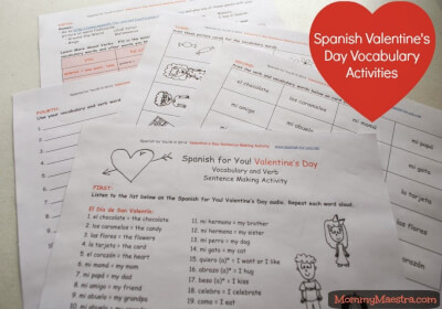 Spanish Valentine's Day Vocabulary Activities. MommyMaestra.com