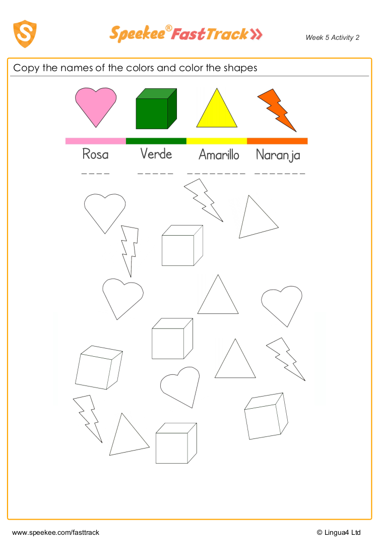 spanish colors worksheets for kindergarten