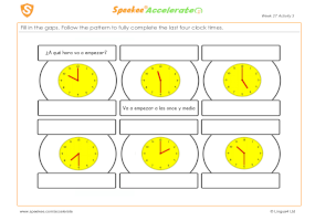 Spanish Printable: What time is it going to start?
