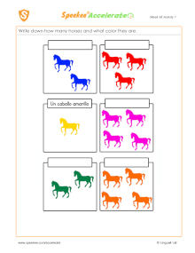 Spanish Printable: What color are the horses