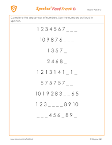 Spanish Printable: Number sequences