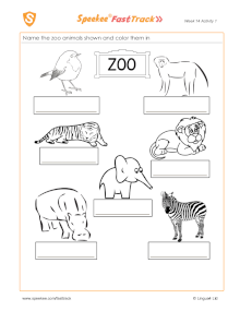 Spanish Printable: Name the zoo animals