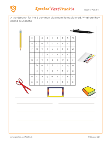Spanish Printable: Classroom item wordsearch