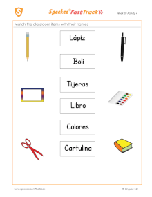 Spanish Printable: Classroom item match