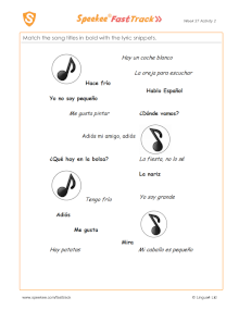 Spanish Printable: Match the song titles to lyrics