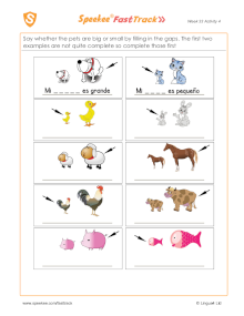 Spanish Printable: Describing my pets