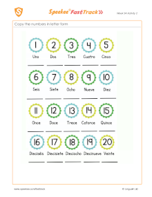 Spanish Printable: Copy the numbers
