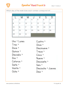 days of the week in spanish printables