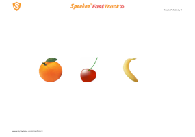 Spanish Printable: Pictures of fruits: orange, cherry, banana