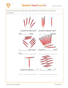 Spanish Printable: Counting pens and pencils