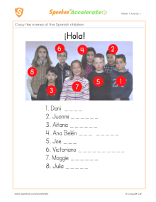 Spanish Printable: Meet the Spanish children