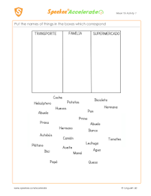 Spanish Printable: Word categories