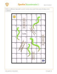 Spanish Printable: Up and down with Snakes and Ladders