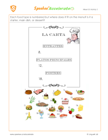 Spanish Printable: The menu
